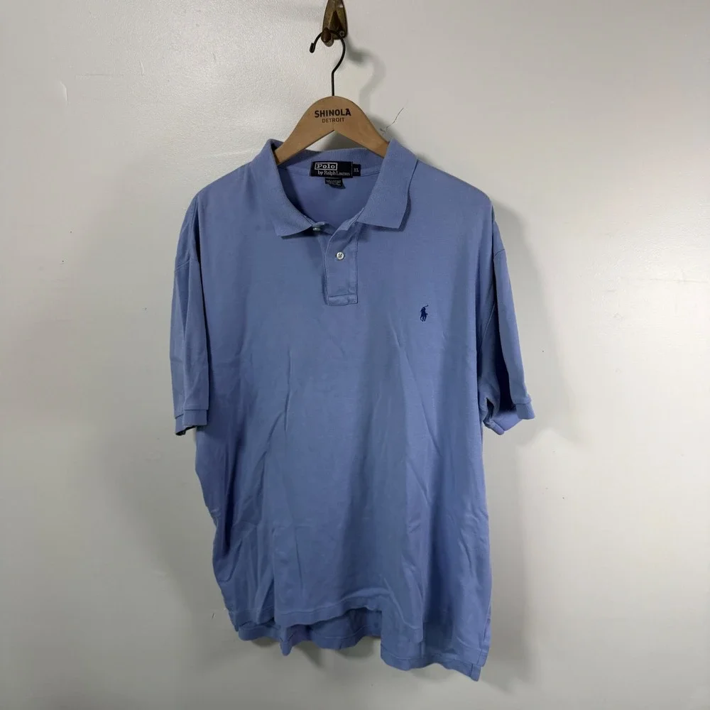 Polo Ralph Lauren Polo Shirt XL Light‎ Blue Short Sleeve Cotton Jersey Pony Logo
